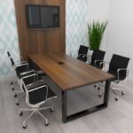 Modern Conference Table | Executive Meeting Table with Metal Frame