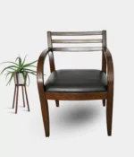 Classic Curved Wooden Chair/Modern Solid Wood Arm Chair with Cushioned Seat - Image 4