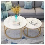 Modern Round Marble Top Center Table | Metal Base Coffee Table - Image 5