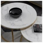 Modern Round Marble Top Center Table | Metal Base Coffee Table - Image 6