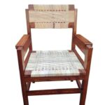 Handcrafted Wooden Cane Chair – Solid Wood with Natural Woven Seat & Back/Teacher Chair
