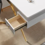 Ultra Modern White and Gold Computer Writing Desk with Storage & Drawer - Image 13