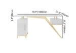 Ultra Modern White and Gold Computer Writing Desk with Storage & Drawer - Image 14