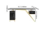Ultra Modern White and Gold Computer Writing Desk with Storage & Drawer - Image 5
