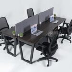Modern Office Workstation Desk – straight doul side  Unit Staff Working Table with Partition