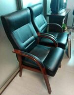Executive Leather Visitor Chair with Wooden Frame