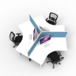 120° Modular Office Workstation – 3 Person Y-Series Workstation with Partition Panels