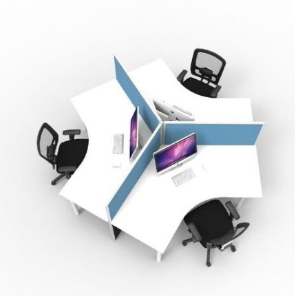 120° Modular Office Workstation – 3 Person Y-Series Workstation with Partition Panels