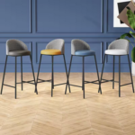 PU Leather Bar Stool with Backrest and Footrest Bar Stool Modern Counter Stool with Metal Frame Counter Chairs for Breakfast Kitchen - Image 3