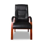Executive Leather Visitor Chair with Wooden Frame - Image 2
