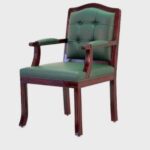 Executive Wooden Visitor Chair | Premium Upholstered Office Arm Chair