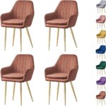 Luxury Velvet Dining Chairs | Modern Upholstered Accent Chairs with Gold Metal Legs