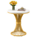 Luxury Gold Side Table with Marble Top