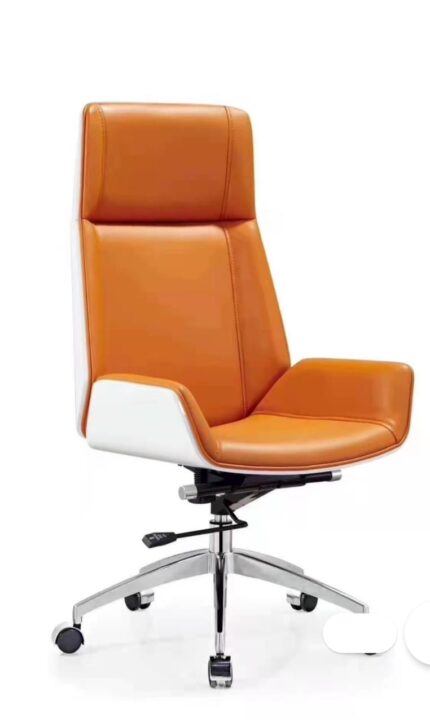 Modern High-Back Executive Office Chair with Premium Upholstered Seat & Chrome Base