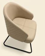 Modern Black Upholstered Accent Lounge Chair with Metal Sled Base - Image 4