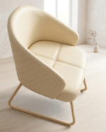 Modern Black Upholstered Accent Lounge Chair with Metal Sled Base - Image 3