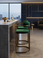 Modern Bouclé Upholstered Bar Stool with Black Metal Frame – Contemporary Counter Height Chair - Image 3
