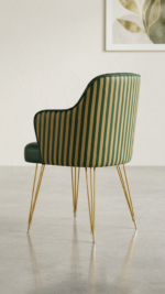 Modern Black & White Striped Accent Dining Chair with Gold Metal Legs - Image 3