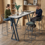Modern Industrial Bar Table & 4 Stool Dining Set with Stone-Effect Top - Image 5