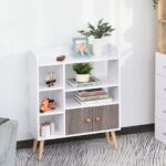 Modern White Storage Cabinet with Open Shelves & Double-Door Compartment – Scandinavian Style Organizer