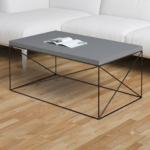 Modern Industrial Wooden Coffee Table with Geometric Metal Frame - Image 6