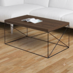 Modern Industrial Wooden Coffee Table with Geometric Metal Frame - Image 7