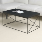 Modern Industrial Wooden Coffee Table with Geometric Metal Frame - Image 8