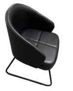Modern Black Upholstered Accent Lounge Chair with Metal Sled Base - Image 5