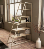 Industrial Ladder Style Bookshelf with Wooden Shelves & Metal Frame - Image 5