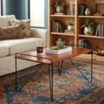 Modern Industrial Wood Top Coffee Table with Black Metal Frame - Image 2