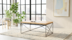 Modern Industrial Wooden Coffee Table with Geometric Metal Frame - Image 2