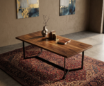 Modern Black Marble Dinning Table with Geometric Metal Frame - Image 3