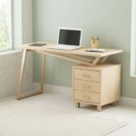 Modern  Office Desk with 3-Drawer Storage Cabinet – Contemporary Computer Workstation - Image 6