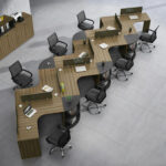 Modern 4-6 Persons Zigzag Office Workstation Desk with Privacy Panels & Open Storage - Image 4