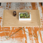 Modern Industrial Wood Top Coffee Table with Black Metal Frame - Image 5