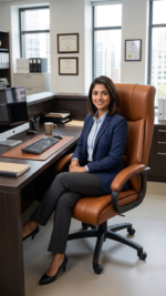 Executive High-Back Black Leatherette Office Chair with Padded Armrests - Image 4