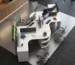 Modern 4-6 Persons Zigzag Office Workstation Desk with Privacy Panels & Open Storage - Image 3